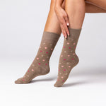 Load image into Gallery viewer, 3 Pairs Ladies Cotton Socks - Brown/Natural