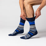 Load image into Gallery viewer, 3 Pairs Men's Cotton Socks - Navy Stripe