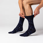 Load image into Gallery viewer, 3 Pairs Men's Cotton Socks - Dimensional Dart Navy