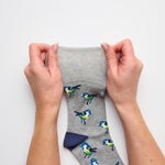 Load image into Gallery viewer, 3 Pairs Ladies Fun Feet Cotton Socks - Love Birds Grey/Blue