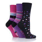 Load image into Gallery viewer, 3 Pairs Ladies Cotton Socks - Sweetheart Black