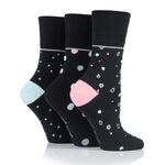 Load image into Gallery viewer, 3 Pairs Ladies Cotton Socks - Mod Dots Black
