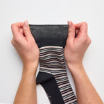 Lade das Bild in den Galerie-Viewer, 3 Paar Damen-Baumwollsocken mit verschiedenen Streifen, City-Muster, Schwarz
