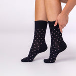 Lade das Bild in den Galerie-Viewer, 3 Paar Damen-Baumwollsocken mit digitalen Punkten - Schwarz