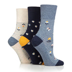 Load image into Gallery viewer, 3 Pairs Ladies Cotton Socks - Daisies And Butterflies