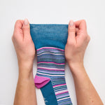 Load image into Gallery viewer, 3 Pairs Ladies Cotton Socks - Flow Mixed Stripe