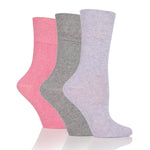 Load image into Gallery viewer, 3 Pairs Ladies Plain Cotton Socks - Grey/Lavender/Rose