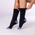 Load image into Gallery viewer, 3 Pairs Ladies Heel & Toe Cotton Socks - Black and Charcoal