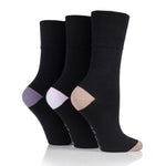 Load image into Gallery viewer, 3 Pairs Ladies Heel & Toe Cotton Socks - Black and Mauve