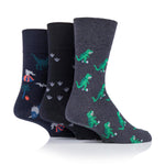 Load image into Gallery viewer, 3 Pairs Men's Fun Feet Cotton Socks - Dinosauria