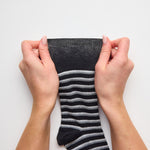 Load image into Gallery viewer, 3 Pairs Men's Litha Varied Stripe Cotton Socks - Black