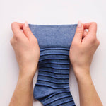 Load image into Gallery viewer, 3 Pairs Men's Litha Varied Stripe Cotton Socks - Navy