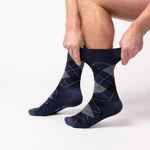 Load image into Gallery viewer, 3 Pairs Men's Argyle Cotton Socks - Leven Black Mix