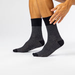 Load image into Gallery viewer, 3 Pairs Men's Nova Fine Stripe Cotton Socks - Black