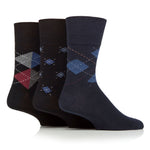 Load image into Gallery viewer, 3 Pairs Men's Argyle Cotton Socks - Black Argyle