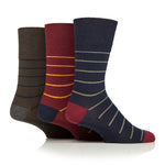 Load image into Gallery viewer, 3 Pairs Men's Cotton Socks - Simplicity Stripe Burgundy Mix