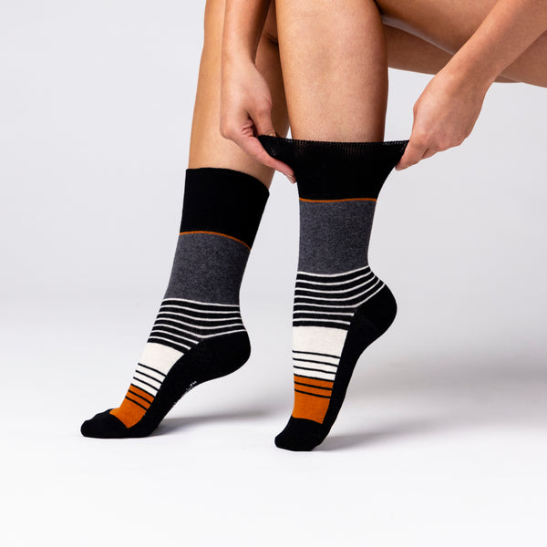3 Pairs Ladies Cotton Socks - Sedimentary Stripe