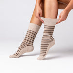 Load image into Gallery viewer, 6 Pairs Ladies City Varied Stripe Cotton Socks - Brown
