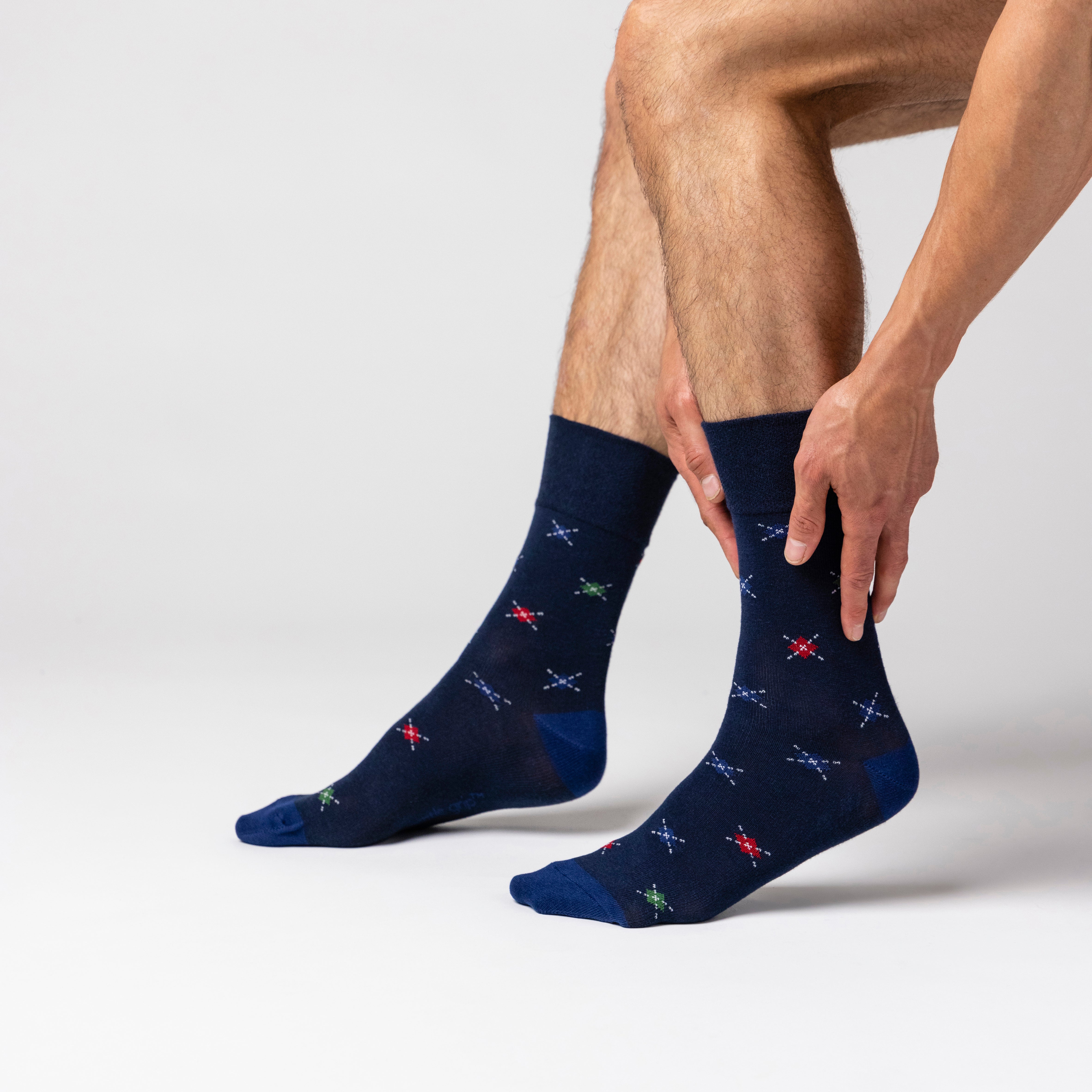 6 Pairs Men's Argyle Cotton Socks - Motif