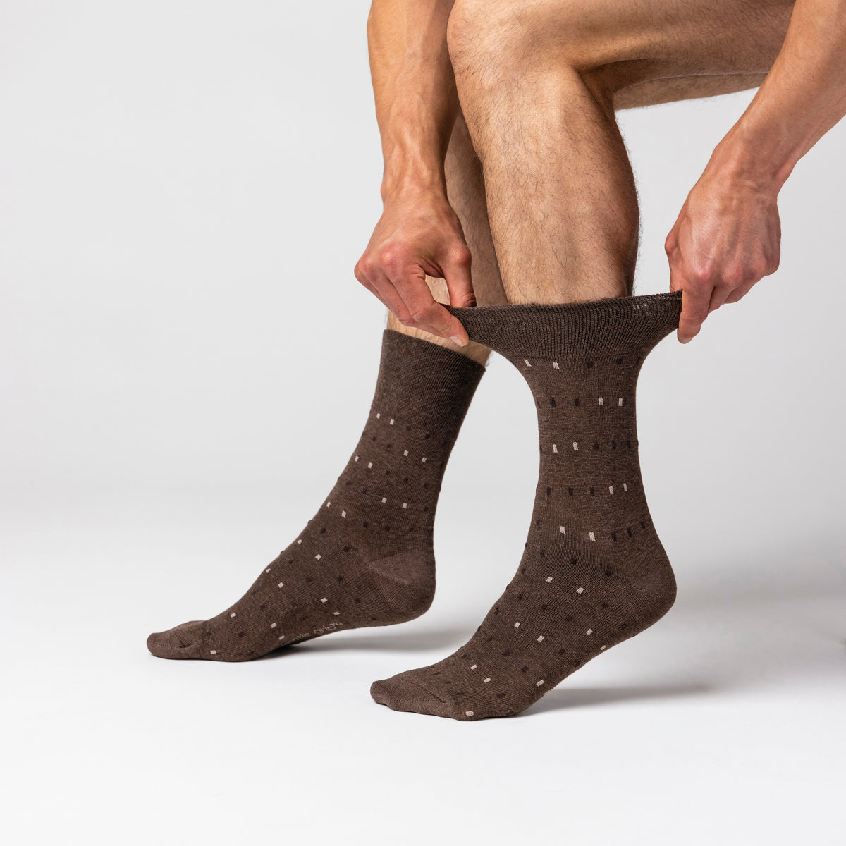 3 Pairs Men's Concerto Cotton Socks - Brown/Natural