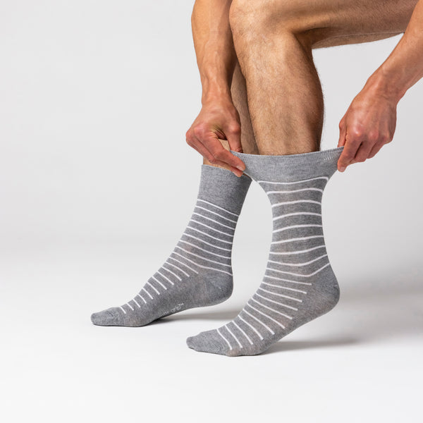 3 Pairs Mens Holiday Cotton Socks - Navy Stripe Mix