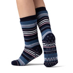 Load image into Gallery viewer, 1 Pair Ladies Raynaud&#39;s Thermal Slipper Socks - Navy Stripe
