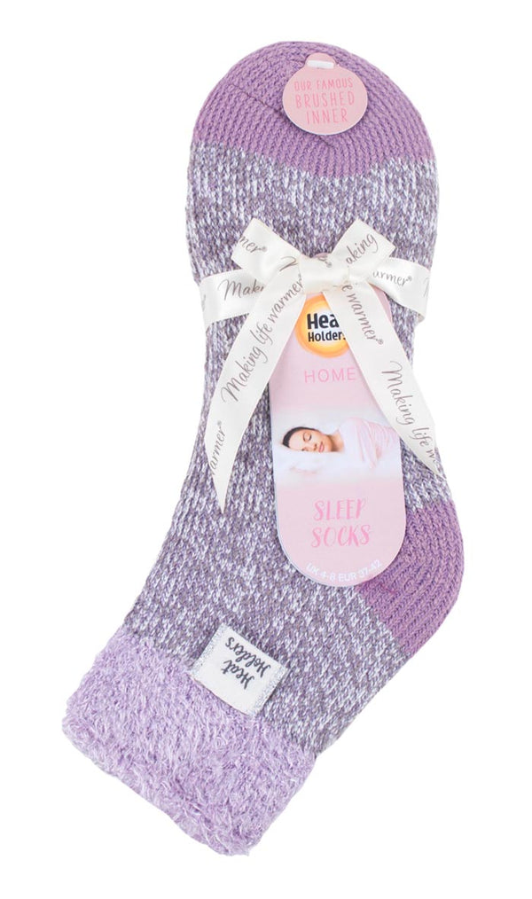 Ladies Original Sleep Socks with Feather Top - Lilac & Grey
