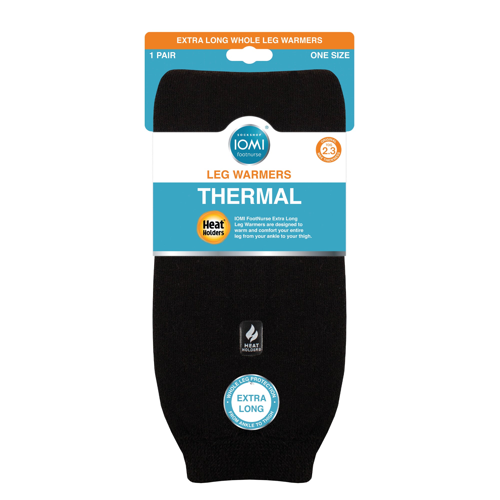 1 Pair Heat Holders Original Thermal Full Leg Warmers Black