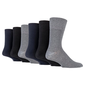 6 Pairs Men's Bigfoot Cotton Socks - Black/Navy/Grey