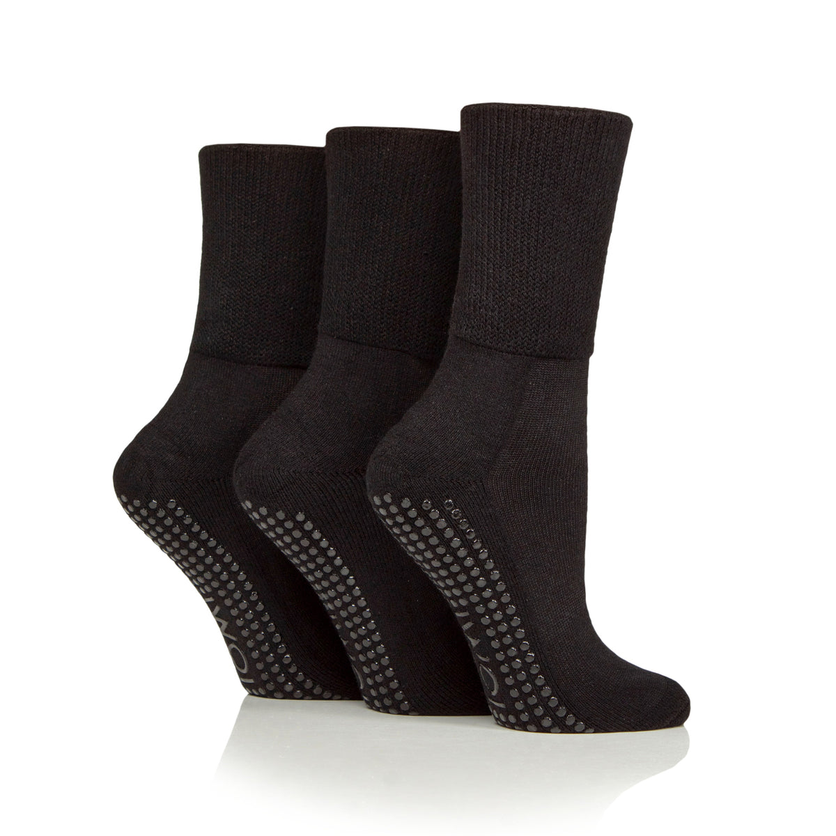 3 Pairs Cushion Foot Bamboo Diabetic Slipper Socks - Black