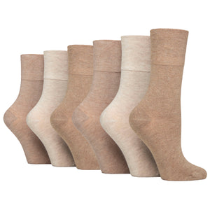 6 Pairs Ladies Bamboo Diabetic Socks - Natural Mix