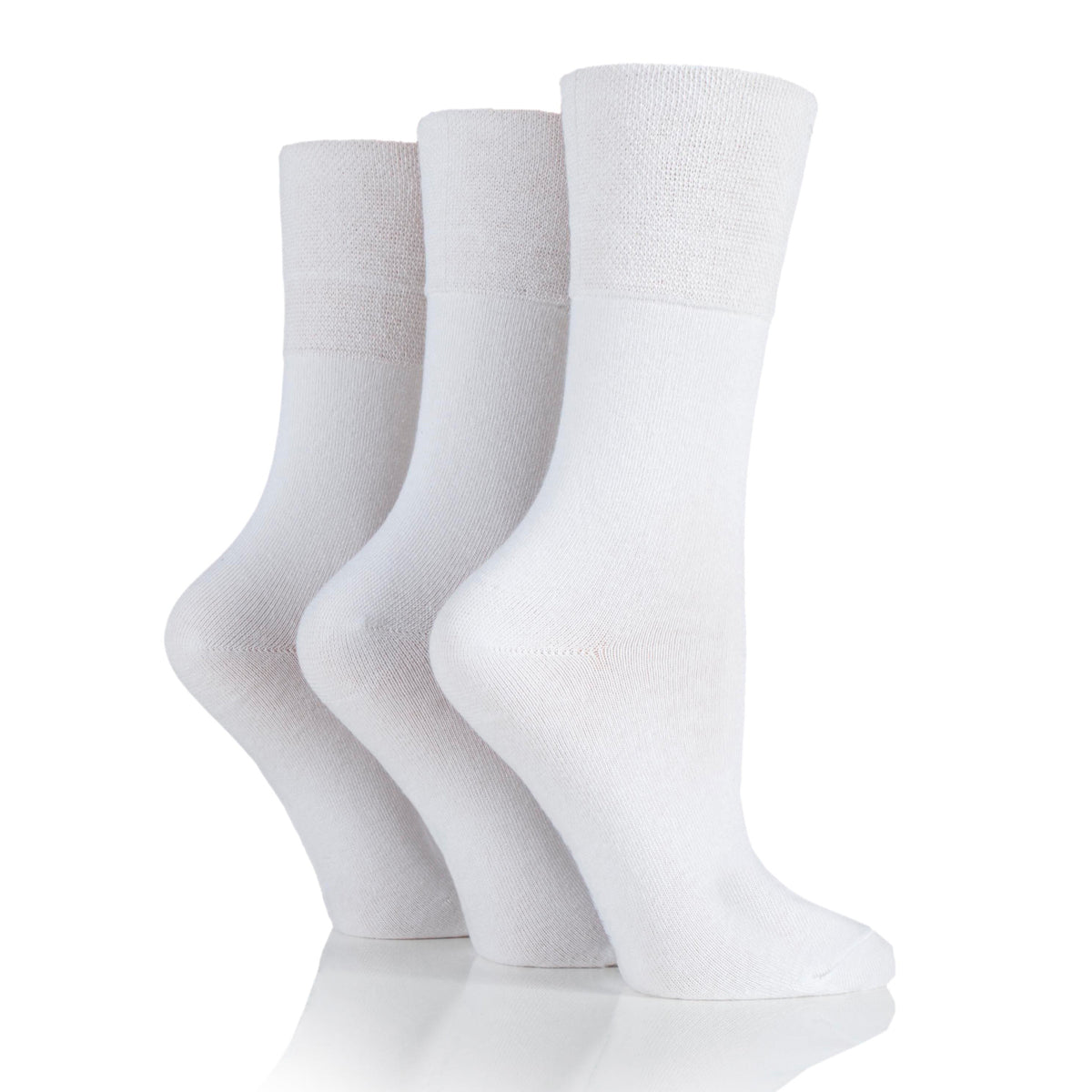 3 Pairs Ladies Bamboo Diabetic Socks - White