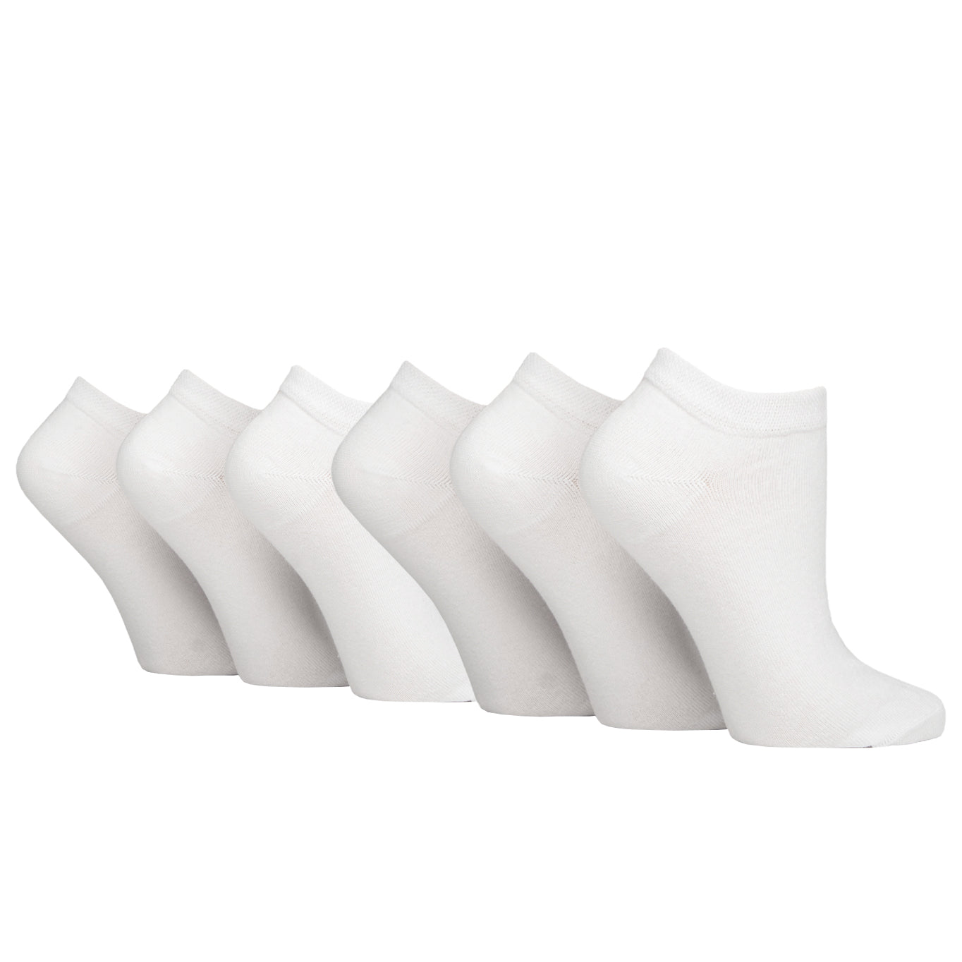 6 Pairs Ladies Diabetic Trainer Socks - White