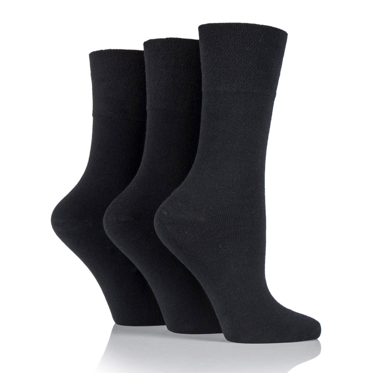 3 Pairs Ladies Diabetic Socks - Black