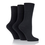 Load image into Gallery viewer, 3 Pairs Ladies Diabetic Socks - Black
