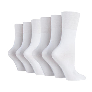 6 Pairs Ladies Bamboo Diabetic Socks - White