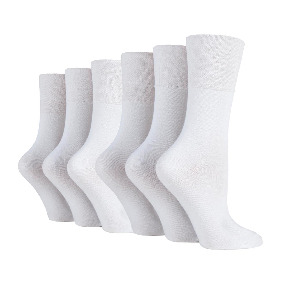 6 Pairs Ladies Bamboo Diabetic Socks - White
