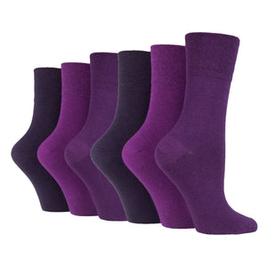 6 Pairs Ladies Diabetic Socks - Purple Mix