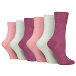 Load image into Gallery viewer, 6 Pairs Ladies Diabetic Socks - Sherbet Pink Mix

