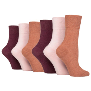 6 Pairs Ladies Diabetic Socks - Terracotta Mix