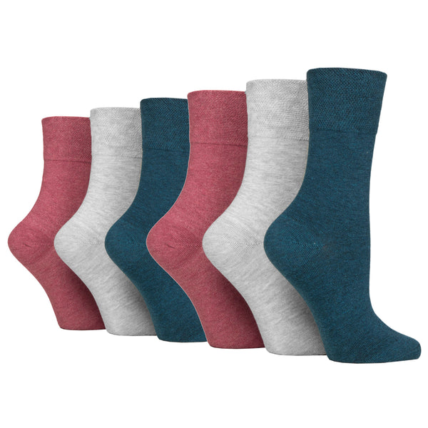 6 Pairs Ladies Diabetic Socks - Coral Mix