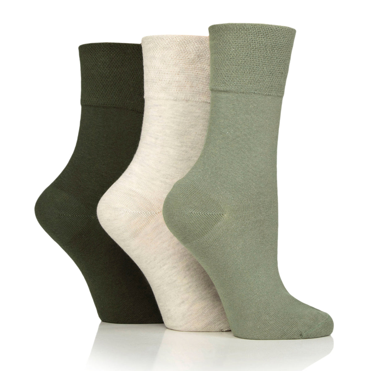 6 paires de chaussettes diabétiques pour femmes - Mélange kaki