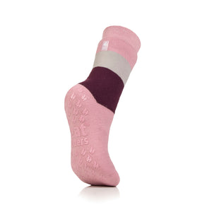 1 Pair Ladies Raynaud's Thermal Slipper Socks - Rose