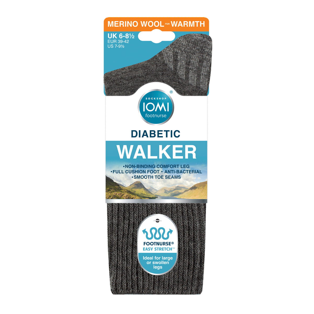 1 Paar Diabetiker-Walker-Stiefelsocken aus Wolle, Schwarz