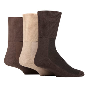 3 Pairs Cushion Foot Bamboo Diabetic Socks - Coffee Bean