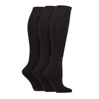 3 Pairs Cushion Foot Knee Length Bamboo Diabetic Socks - Black