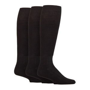 3 Pairs Knee Length Bamboo Diabetic Socks - Black