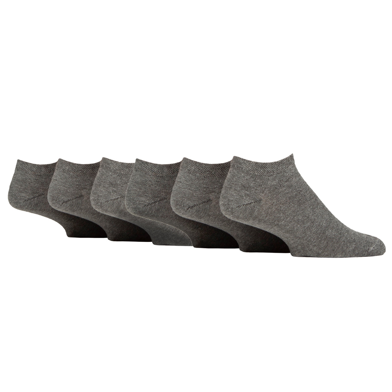 6 Pairs Men's Diabetic Trainer Socks - Grey