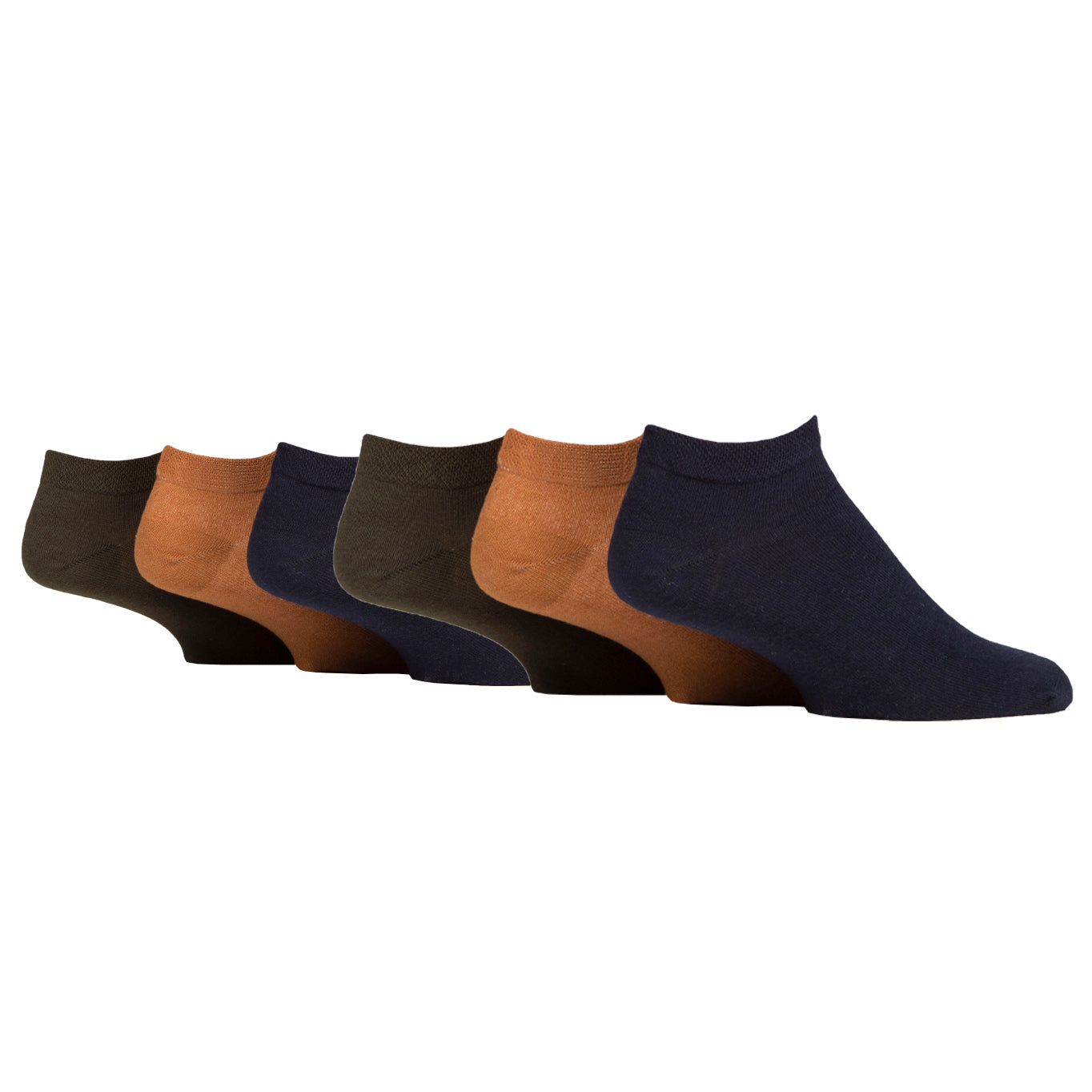 6 Pairs Men's BigFoot Diabetic Trainer Socks - Ochre Mix