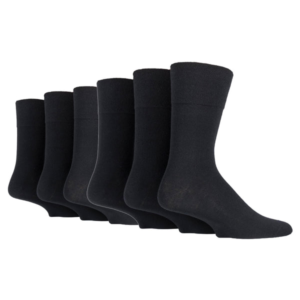 6 Pairs Men's Bamboo Diabetic Socks - Black